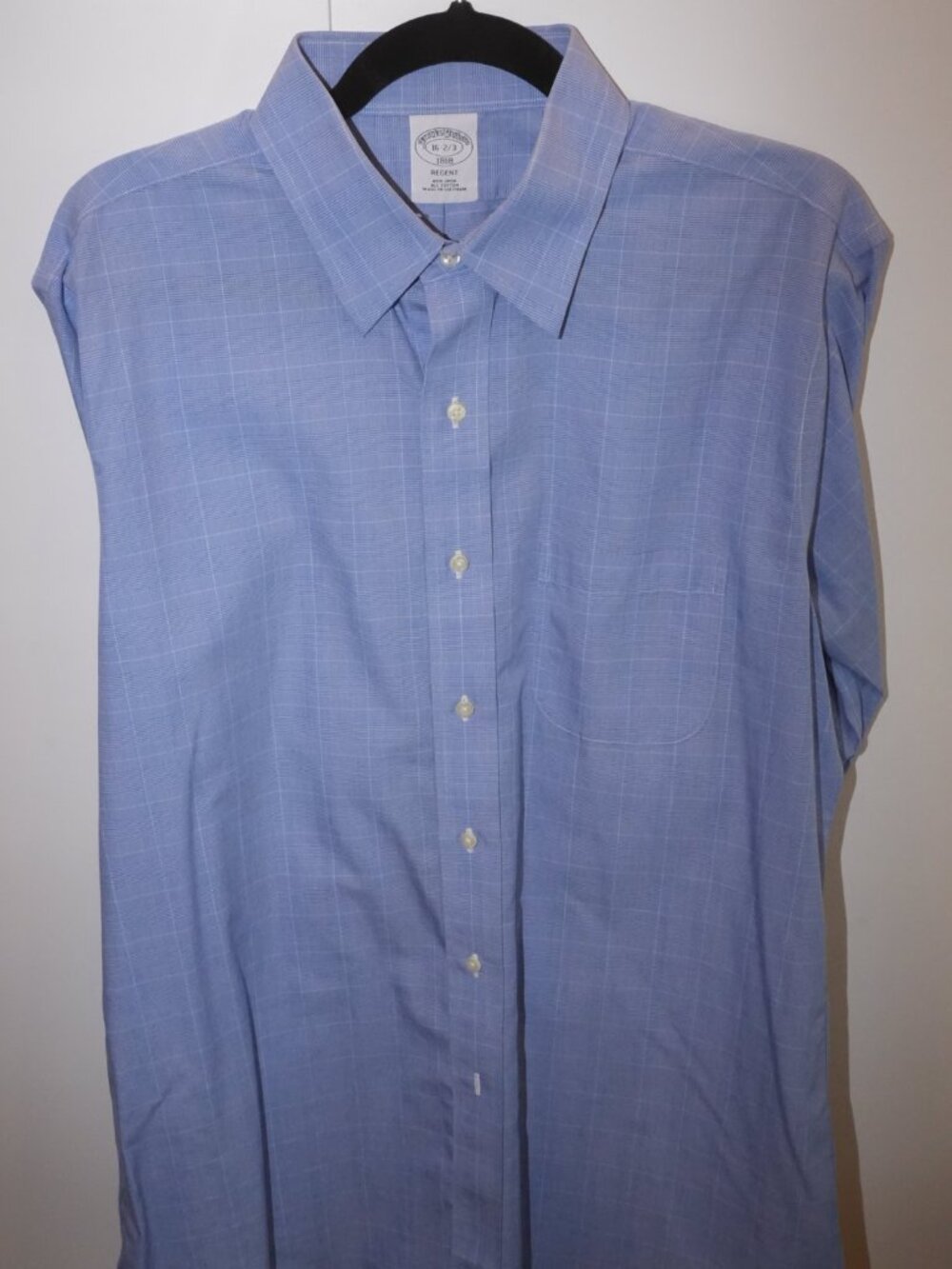 Brooks Brothers Regent Non-Iron Dress Shirt Blue Plaid 16-2/3